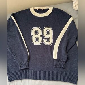 Navy and White Sweater with Number Design